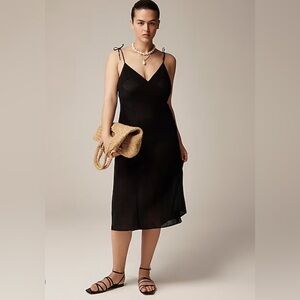 J. Crew NWT Tie‎ Shoulder Linen Blend Black Lightweight Dress- Size 16